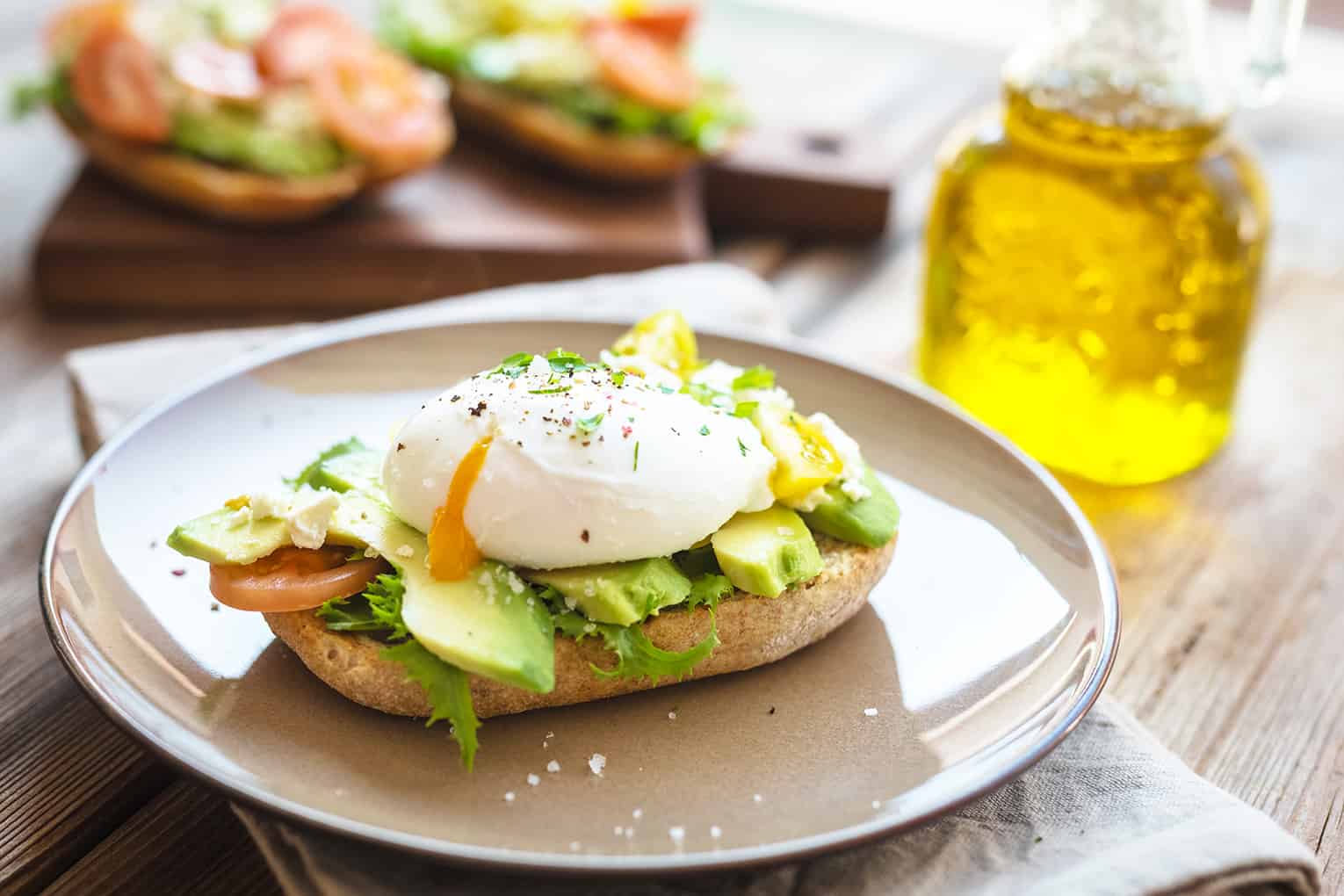 sandwich with avocado and poached egg