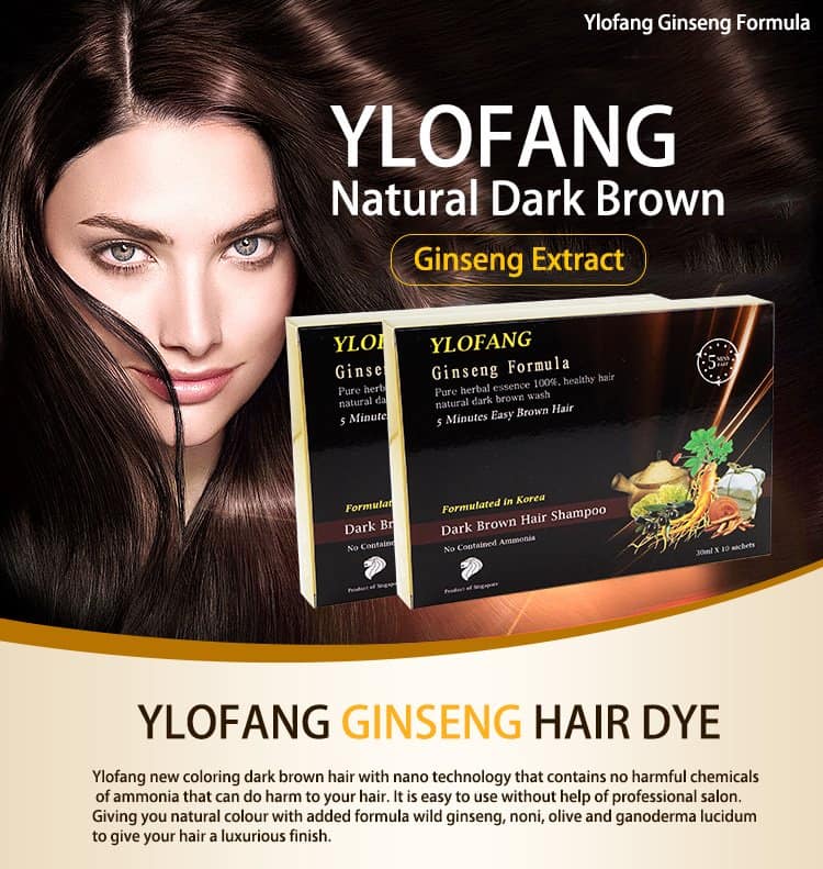 Ylofang Ginseng Natural Dark Brown Hair Dye 10 X 30 Ml
